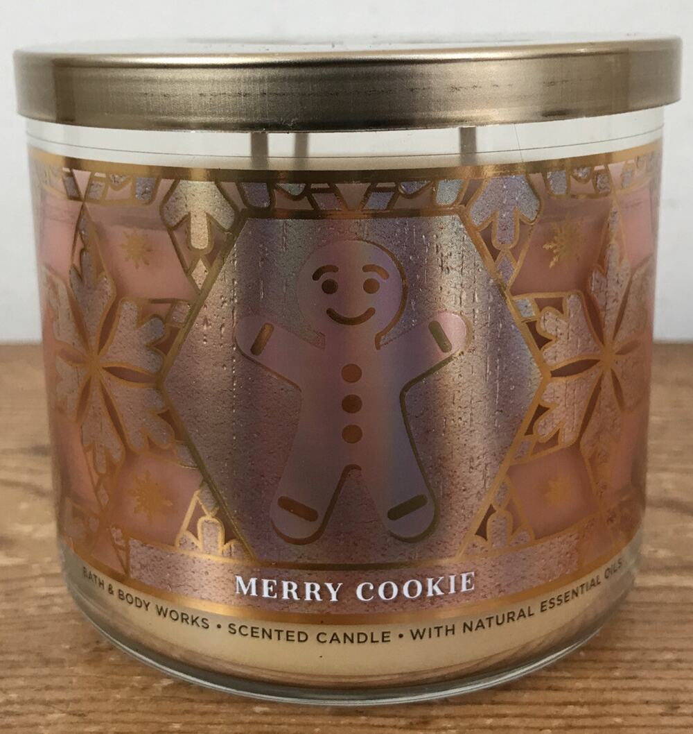 New Bath Body Works Merry Cookie Holiday Scented 3 Wick Candle 14.5 oz
